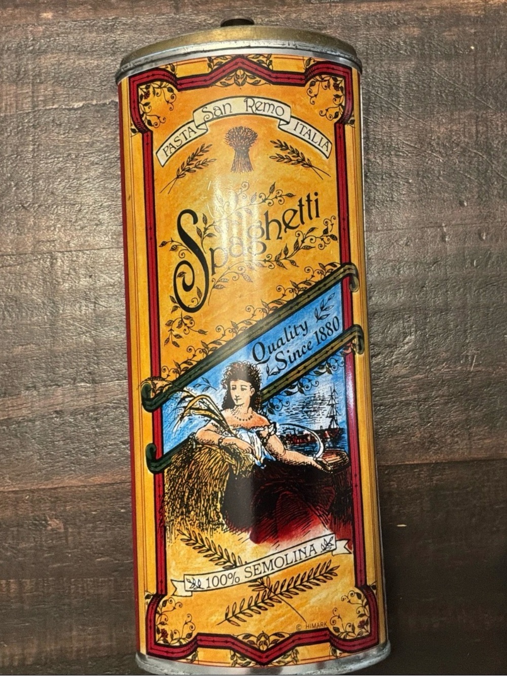 Vintage Pasta TIN LITHO Metal Can SAN REMO Spaghetti Semolina